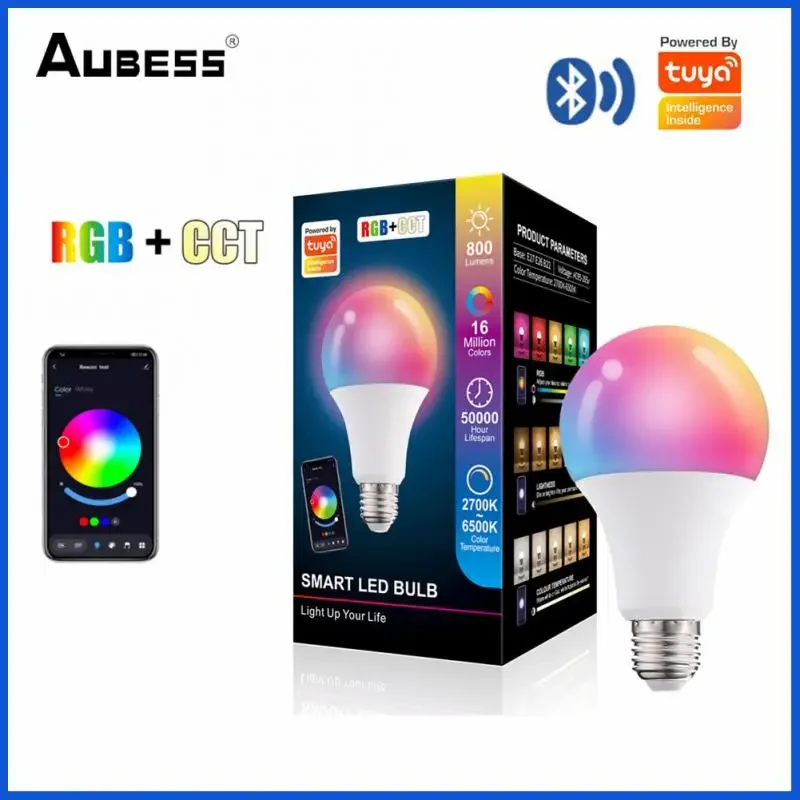 

Tuya Smart Led Bulb Light Bluetooth-compatible Dimmable Lamp E27 RGBW Lamps Color Changing Lampada RGB+CCT Decor Home Ambient