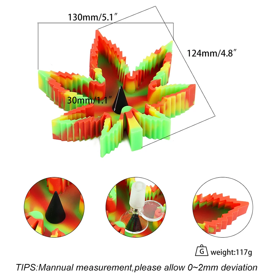 Portable Leaf Silicone Ashtray, High Square, Waterproof, Slip, Anti-Scalding, Round, Anti-fall, 1Pc