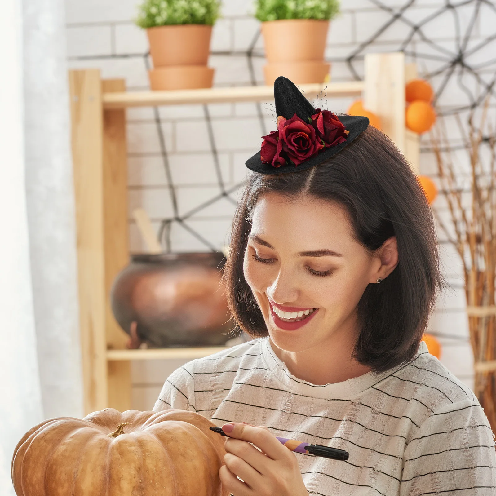 Witch Women Kids Lightweight Halloween Costume Masquerade Witch Hat Party Decor Masquerade Dance Hair Accessory Wizard Hat