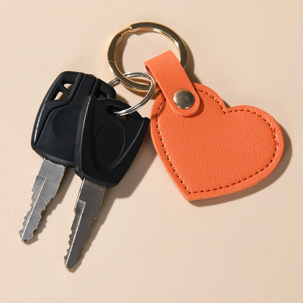 10Pcs Leather Heart Key Chain Leather Heart Personalized Keychain Women Car Key Holder Home Key Ring Charm Bag Car Pendant Gift