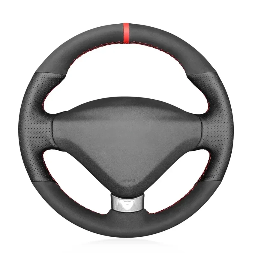 Black Artificial Suede Leather Car Steering Wheel Cover for Peugeot 207 CC 2012 2013 2014