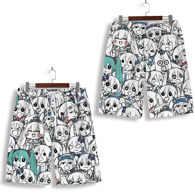 Hatsune Miku Shorts 3D Printing Animation Surrounding The Same Casual Anime Children's Summer Clothes Lovers Beach Pants