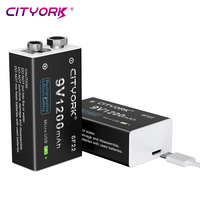 9V USB Battery Li-ion Rechargeable Type-C Battery 9V Lithium Batteries For Multimeter Microphone Toy +USB Charging Cable