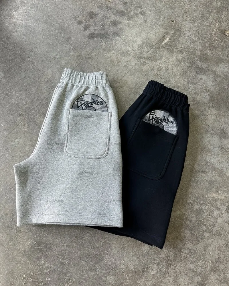 Neue Retro Harajuku Y2K Gestickte Casual Shorts Männer High Street Trendy Streetwear Frauen Hip-hop Casual Lose Grau Jogginghose
