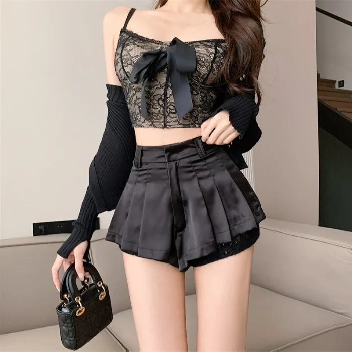 ارتفاع الخصر ort الدانتيل هيم السراويل النسائية الصيف جديد Sle رقيقة تصميم الإحساس سراويل تقليدية بنطال ذو قصة أرجل واسعة تنوعا التخسيس