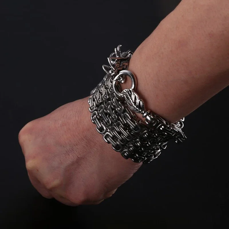 Dragon Ridge-cadena de acero táctica para defensa, cuentas de Buda, pulsera de mano de autodefensa, collar, herramientas para exteriores, supervivencia de autoprotección