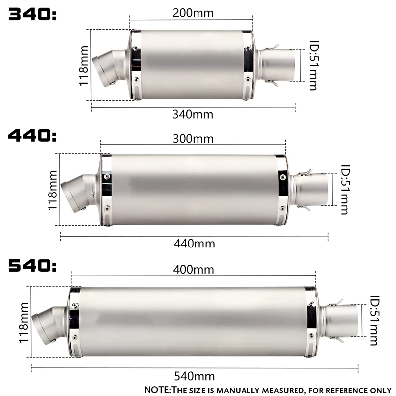Universal Motorcycle Exhaust Muffler Left Right Side Escape Moto with DB Killer for tmax Ninja 400 250 GSR750 R3 R25 T118F800GS