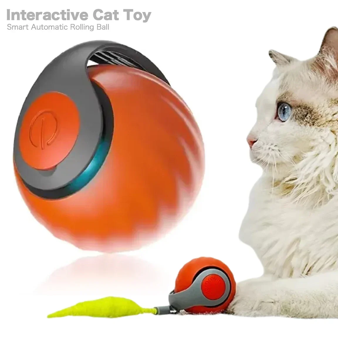 Bola de gato eléctrica rodante automática interactiva, juguete de entrenamiento para gatitos, automóvil inteligente con rompecabezas de plumas, juguete recargable para gatos