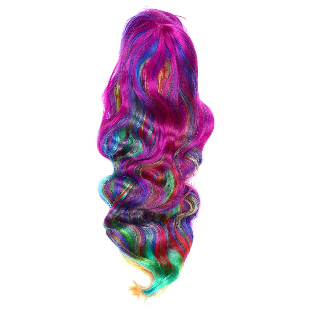 

Wigs Long Colorful Human Hair High Temp Wire for Women Party Halloween Cosplay Curly Smooth Comfortable Gift