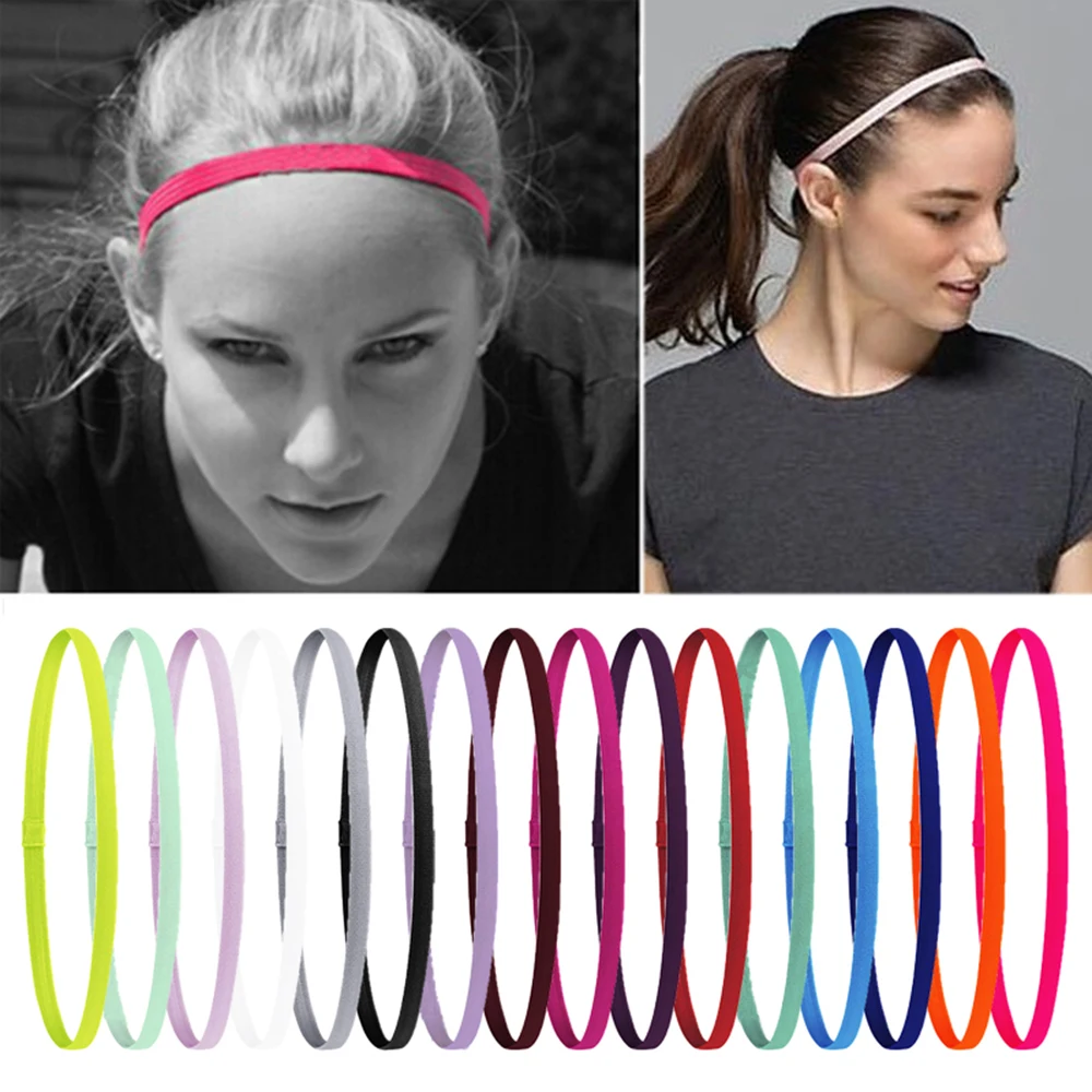 

16Pcs/Set Sports Headbands Simple Ultra Thin Non-Slip Elastic Headbands Solid Color Matte Hair Bands Set Fashion Unisex Headwear