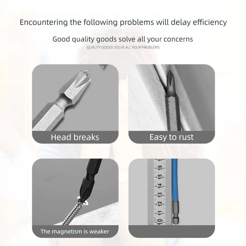 4/5/6Pcs Non-slip Magnetic Batch Head Wear-resistant Shock Resistance High Hardness Bit Cross Screwdriver Bit
