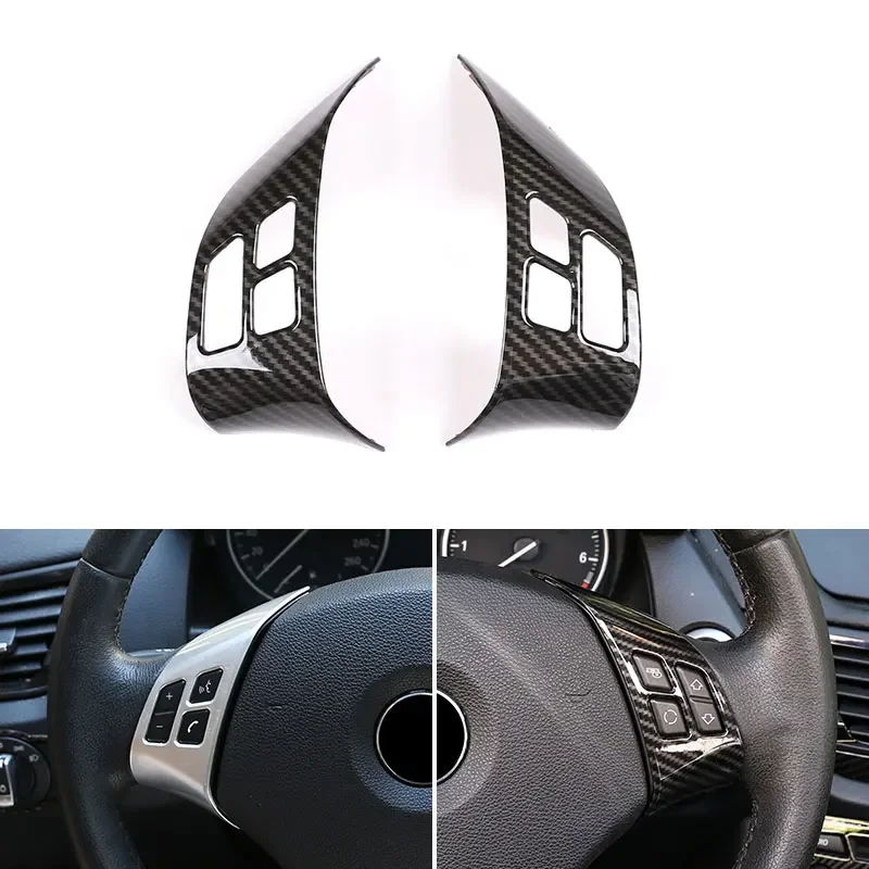 

Carbon Texture Car Styling Steering Wheel Switch Button Frame Cover Trim For BMW X1 E84 2010 2011 2012 2013 For 3 Series E90