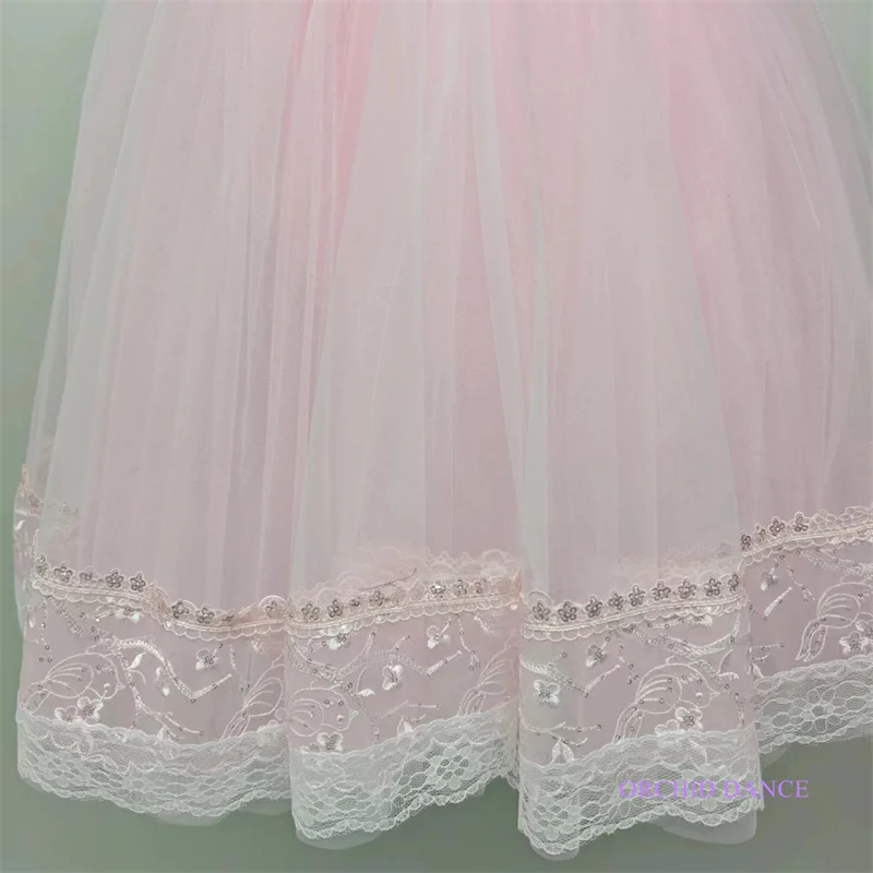 Profissional tamanho personalizado crianças meninas palco dança desempenho wear trajes rosa vestido de balé lírico