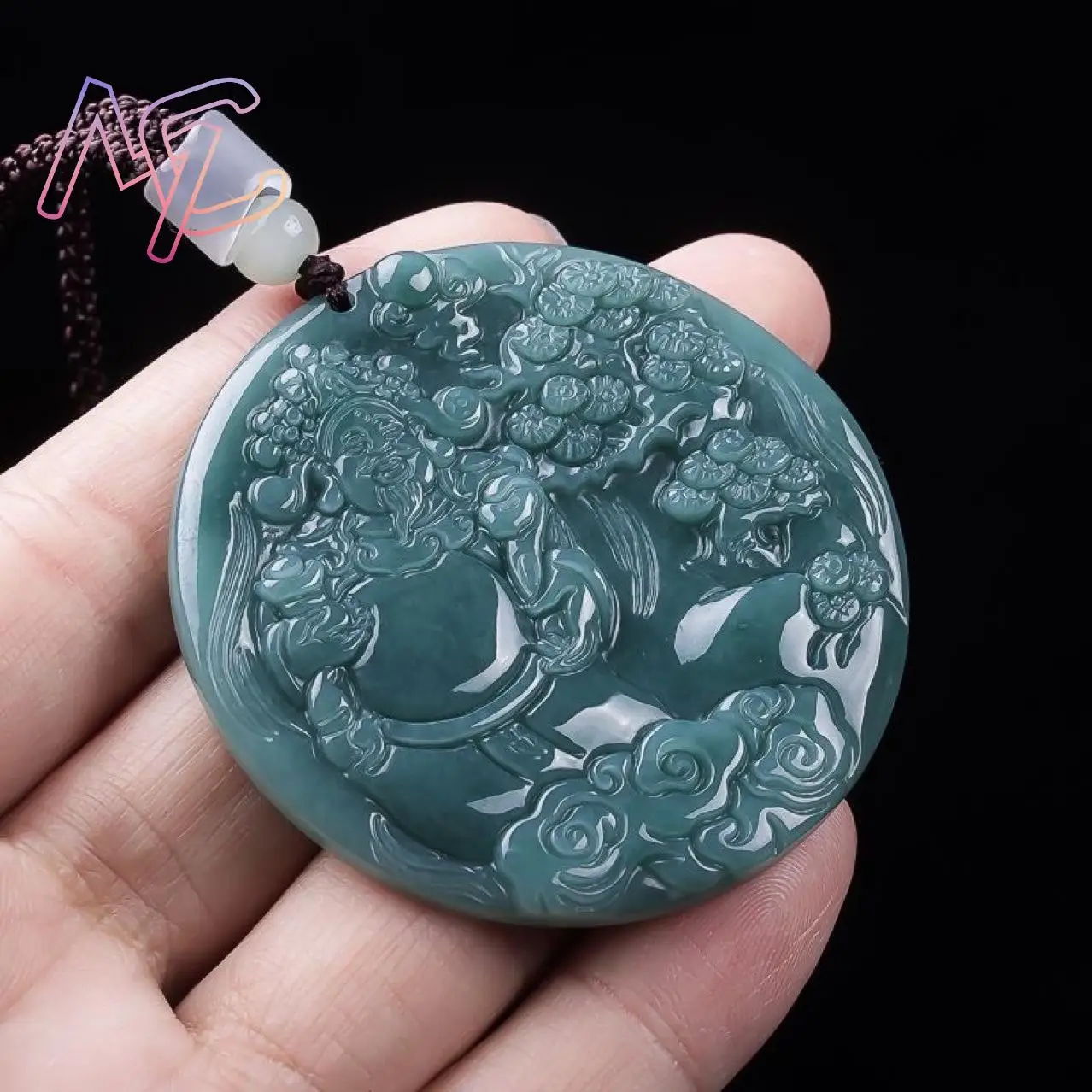 Burmese Jadeite God of Wealth Pendant Talismans Gifts for Women Vintage Accessories Luxury Jewelry Real Jade Charm Necklace - view 4