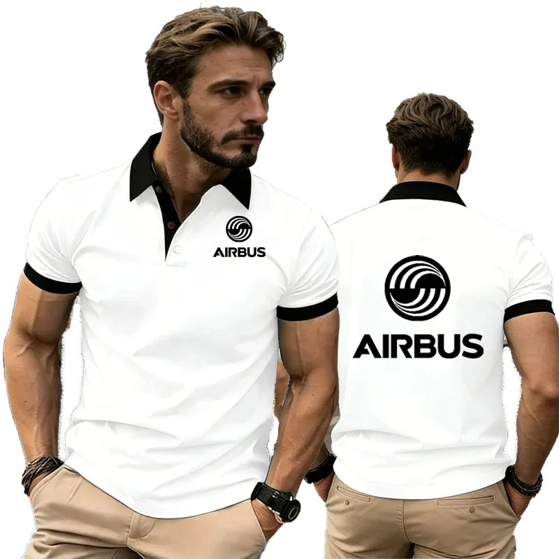 2026 New Men's Polo Shirt Summer Breathable High-Quality AIRBUS AVIATION Flight print Men's T-Shirt Short Sleeve top