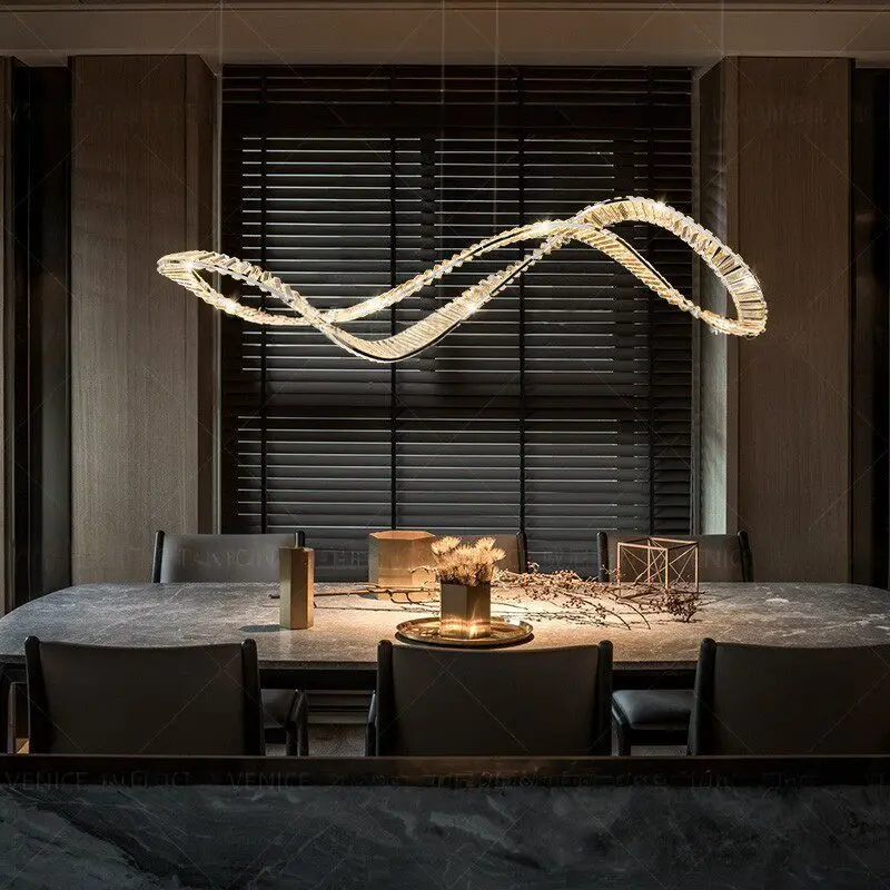 Modern light luxury restaurant chandelier villa, crystal creative personality atmosphere dining room dining table bar lighting