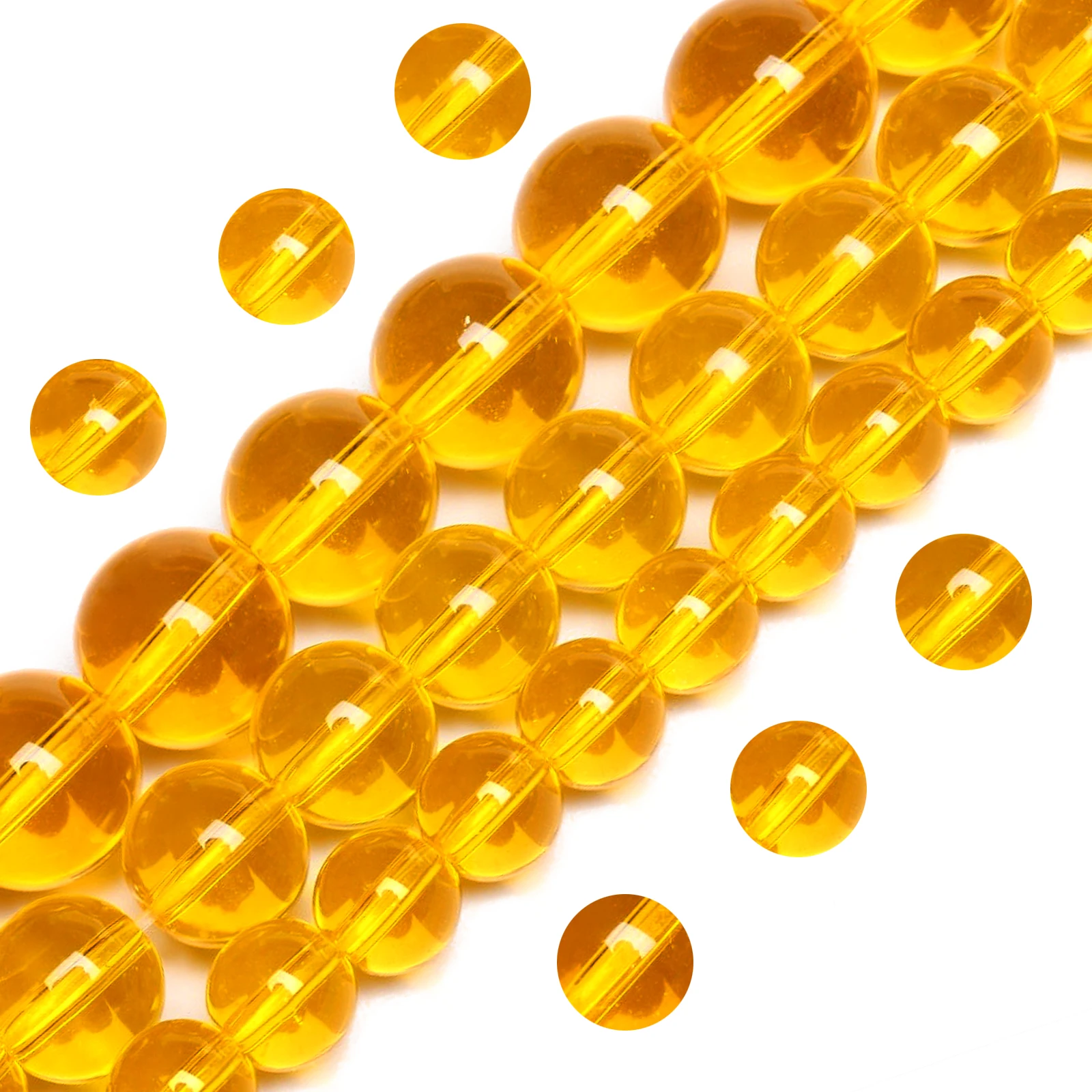 4/6/8/10/12mm Citrines Yellow Crystal Round Natural Stone Beading Accessories Bracelet Necklace for Jewelry Making