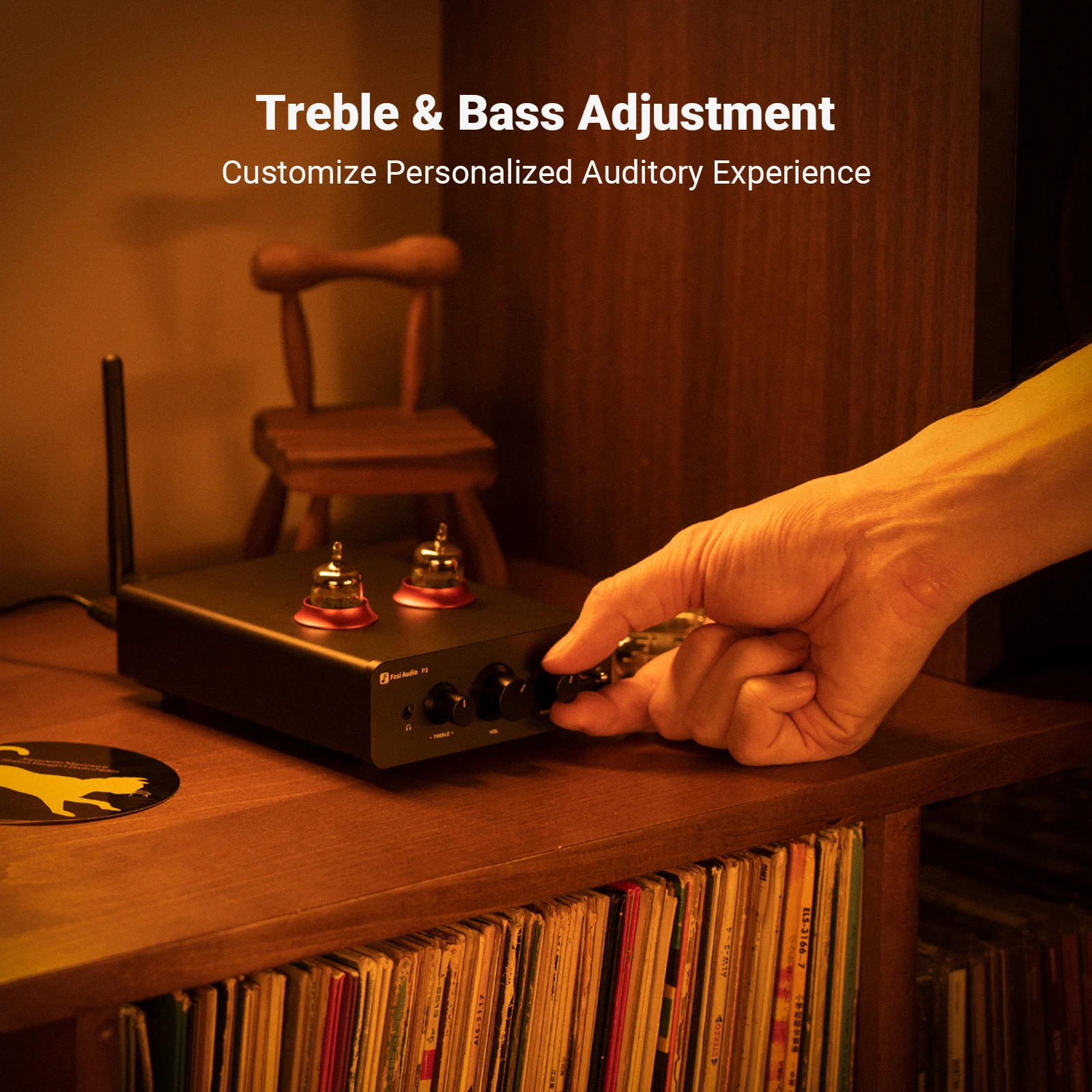 Fosi Audio P3 amplificateur  Tube Bluetooth HiFi stro pramplificateur Valve vide avec contrle de tonalit aigus et basses pour haut-parleur domestique