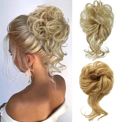 Synthetic Messy Hair Bun Chignon Scrunchies Fake Hair Band Braid Elastic Hairpiece Tail For Women Synthetic Wrap Curly Ponytail