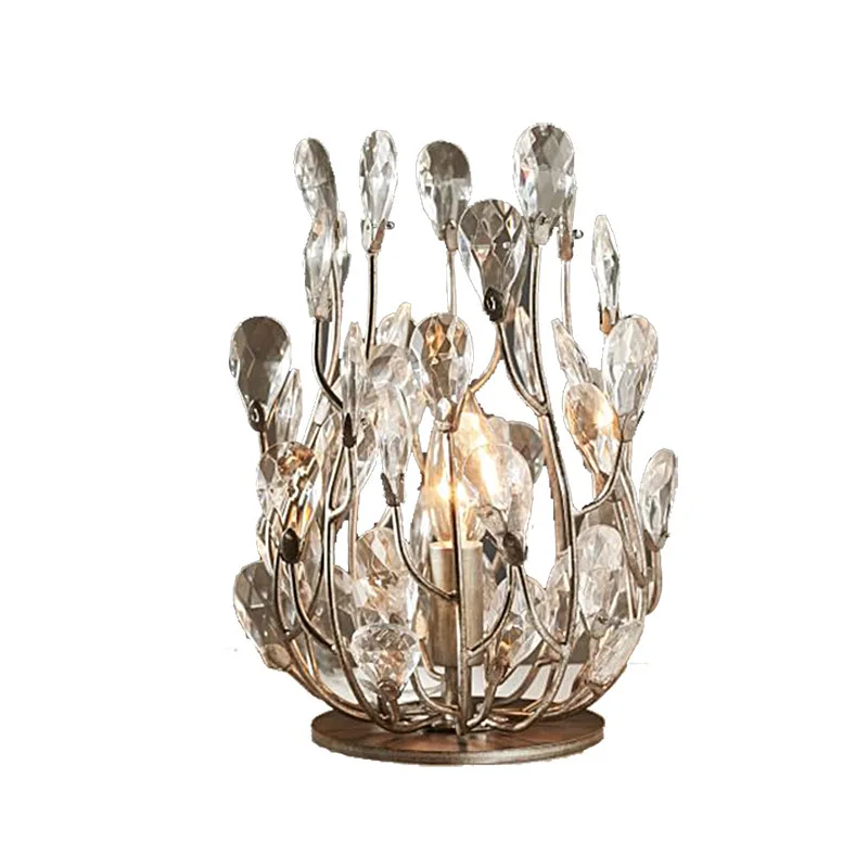 

American bedroom bedside lamp, warm, creative, simple and light luxury, dimmable European crystal desk lamp