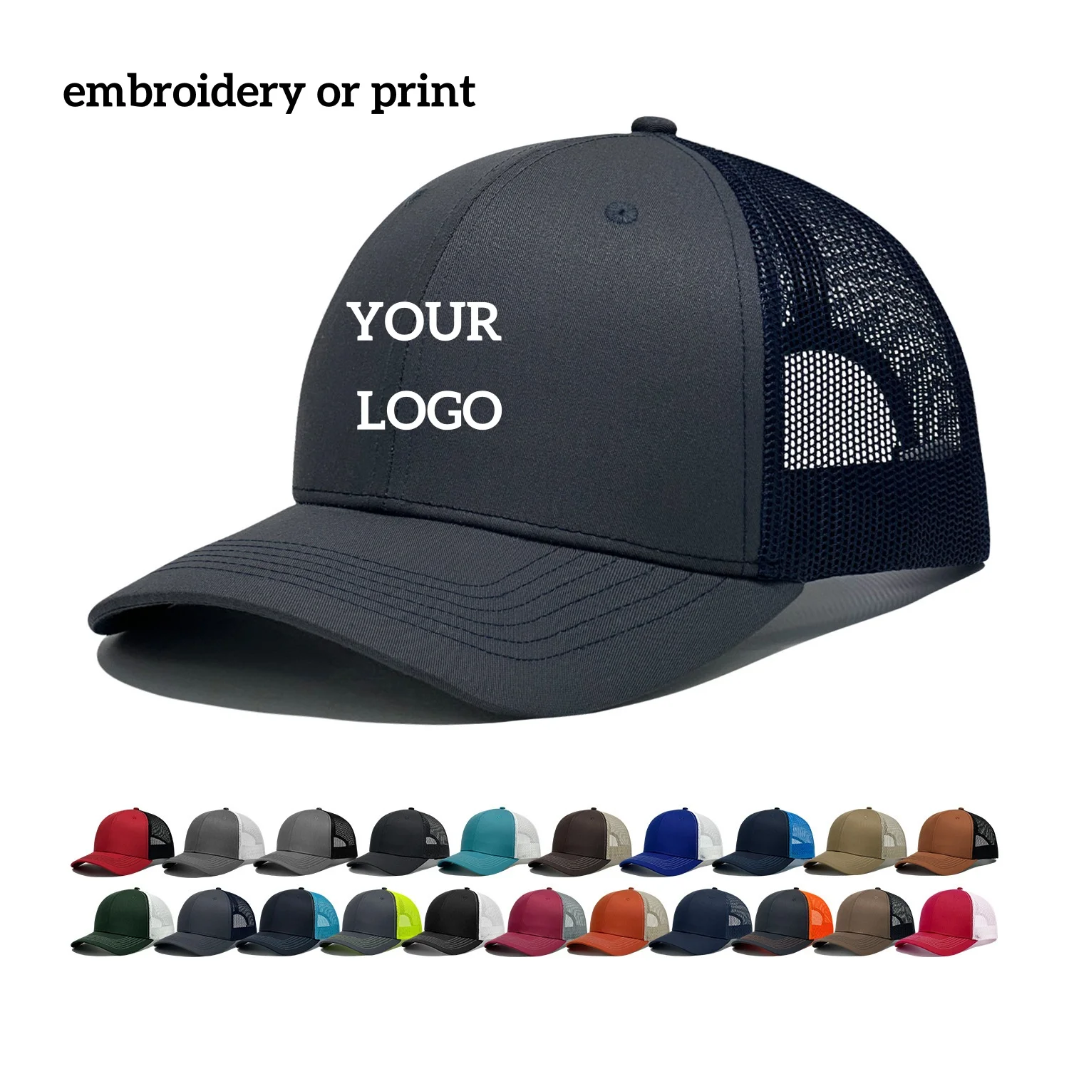 Gorra de malla Richardson 112 de alta calidad, personalizada, para verano, protección solar, gorra de camionero, con logo bordado, gorra de béisbol