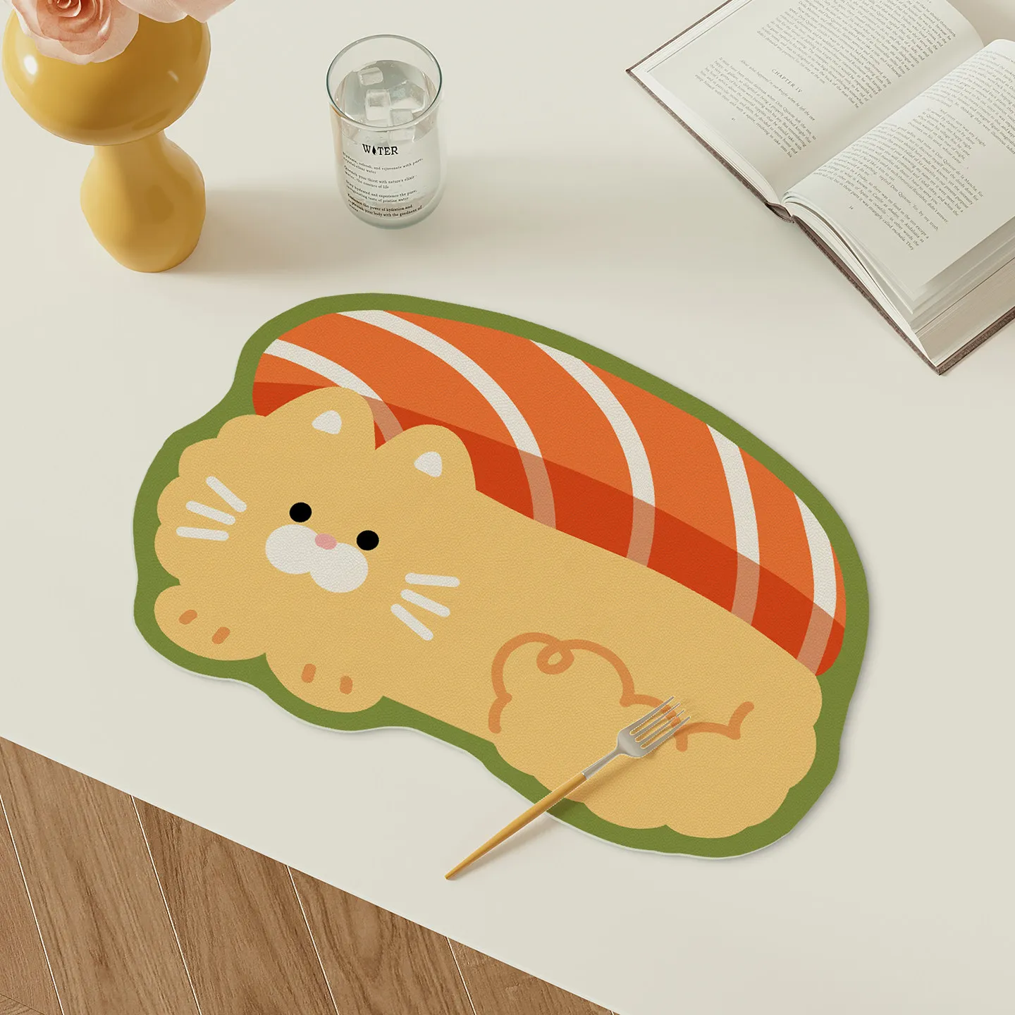 VIKAMA cartoon cat cloud pattern easy clean kitchen mat kawaii cute irregular shape kitchen countertop absorbent anti-slip pad