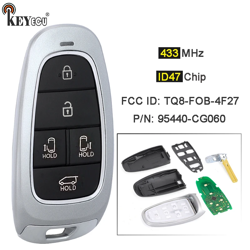 

KEYECU 433MHz ID47 Chip PN: 95440-CG060, FCC ID: TQ8-FOB-4F27 Keyless GO Smart Remote Key Fob for Hyundai Staria 2022 2023 20