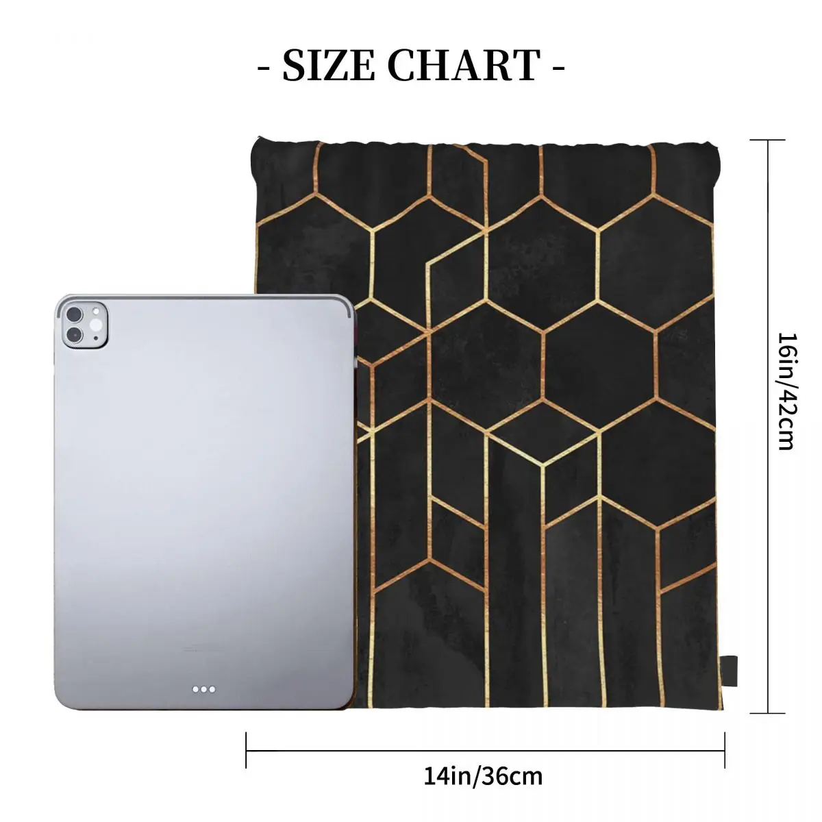 Black Hexagons Backpacks Casual Portable Drawstring Bags Drawstring Bundle Pocket Sports Bag Book Bags For Man Woman Students