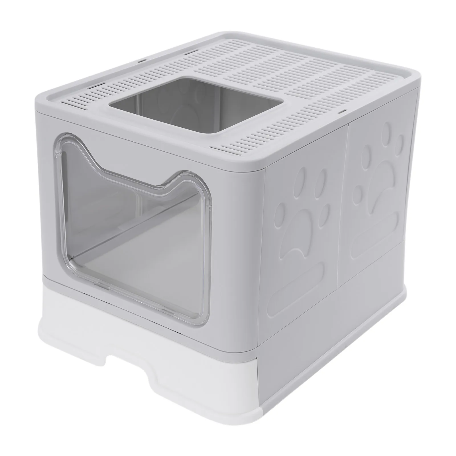 

Modern Cat Litter Box with Drawer Base for Easy Cleaning, Separate Entrances, Top Grid to Capture Litter, Ideal for Cats under 1