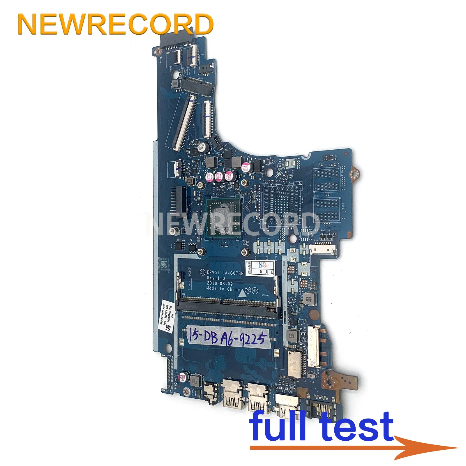 Imagem -03 - Placa-mãe Portátil para hp Epv51 La-g078p 15-db 15t-db 255 g7 Cpu e2 a4 a9 Ddr4 L20479001 L20478-001 L31720601 L20477-001