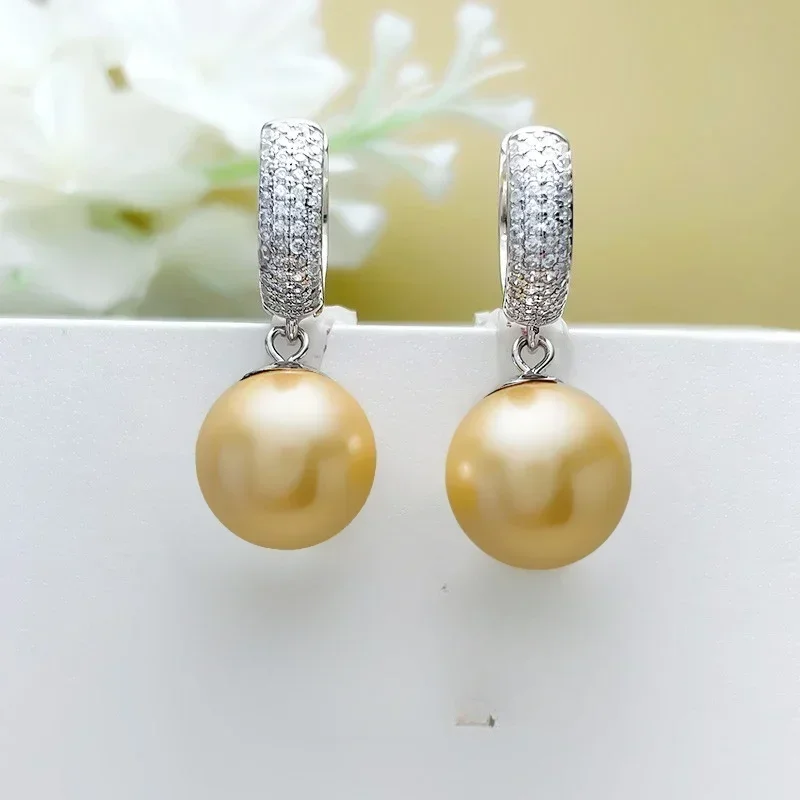 

Vintage Style Beimu Fashion Earrings 925 Silver Plated Gold Round Strong Light Gorgeous Earrings Wedding Jewelry