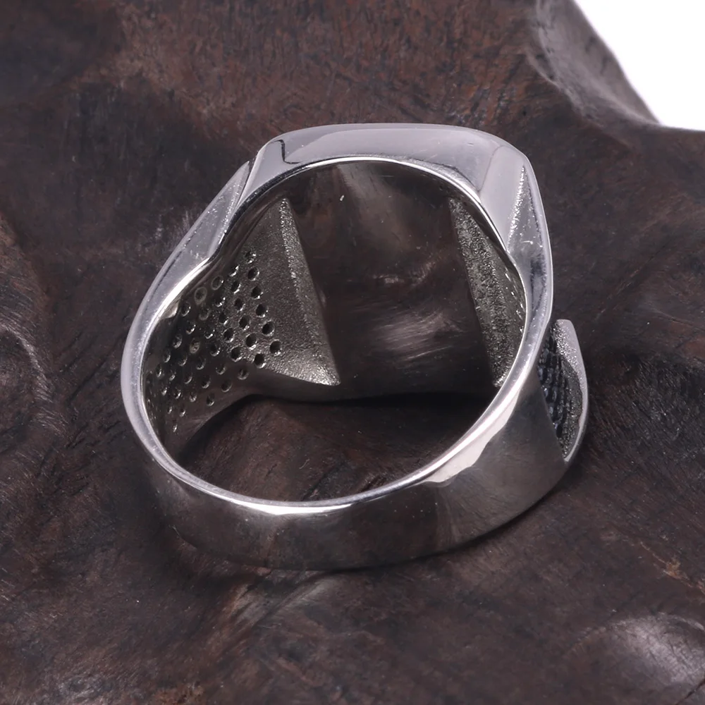 Anillo de Plata de Ley 925 garantizado para hombre, joyería turca antigua con piedras naturales negras cuadradas, diseño Simple