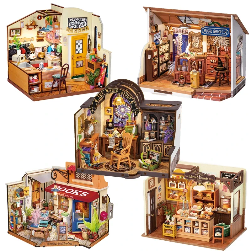 Animation Cartoon DIY handgemachte Haus magische Studie Kunst Haus Miniatur Haus Montage Modell Bausteine weibliche Peripherie