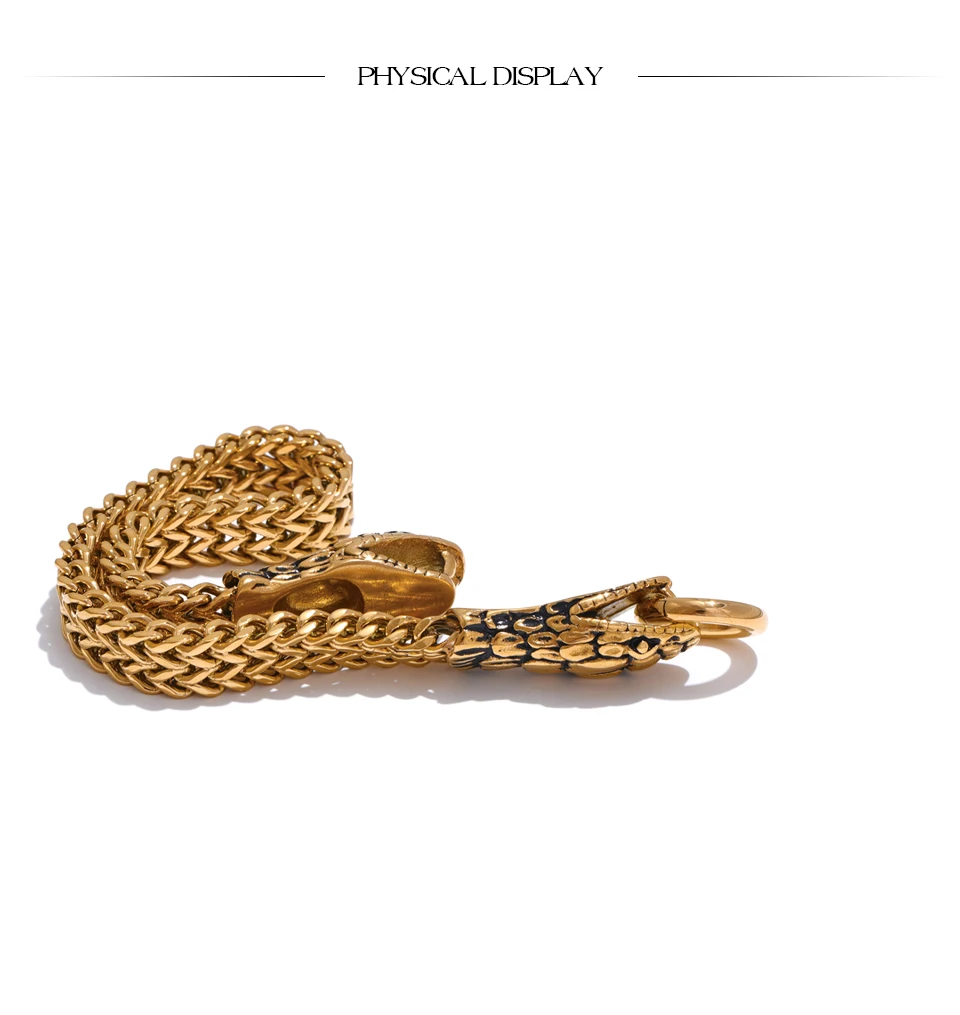 Yhpup 23 cm Herren-Armband, teure 316L-Edelstahlkette mit Schlangenarmband, Armreif, 18 Karat Gold, PVD-beschichtet, hochwertiger Schmuck – Detail 3