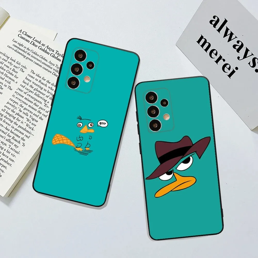 Cartoon Perry The Platypus Phone Case For Samsung Galaxy A20,A21s,A22,A31,A32,A52,A53,A72,73,A80,A91Soft Black Cover