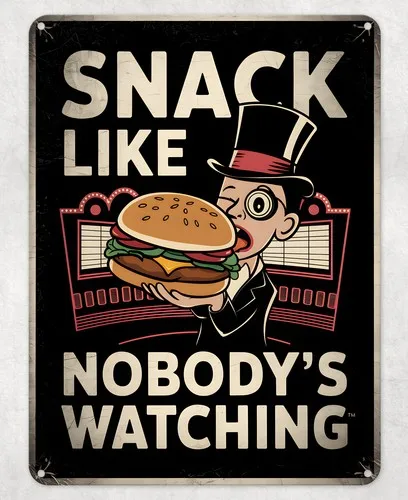 Snack Like Nobody's Watching Metal Poster Wall Tin Sign Man Cave Shed Plaque --Tin Sign