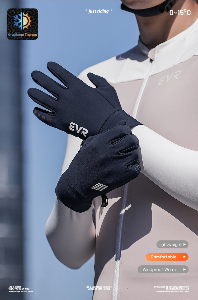 EVR Winter-Fahrradhandschuhe Touchscreen-fähig Thermo-Warm Straßen-Vollfingerhandschuhe Winddicht und Wasserdicht Fahrrad-Zubehör – Detail 2