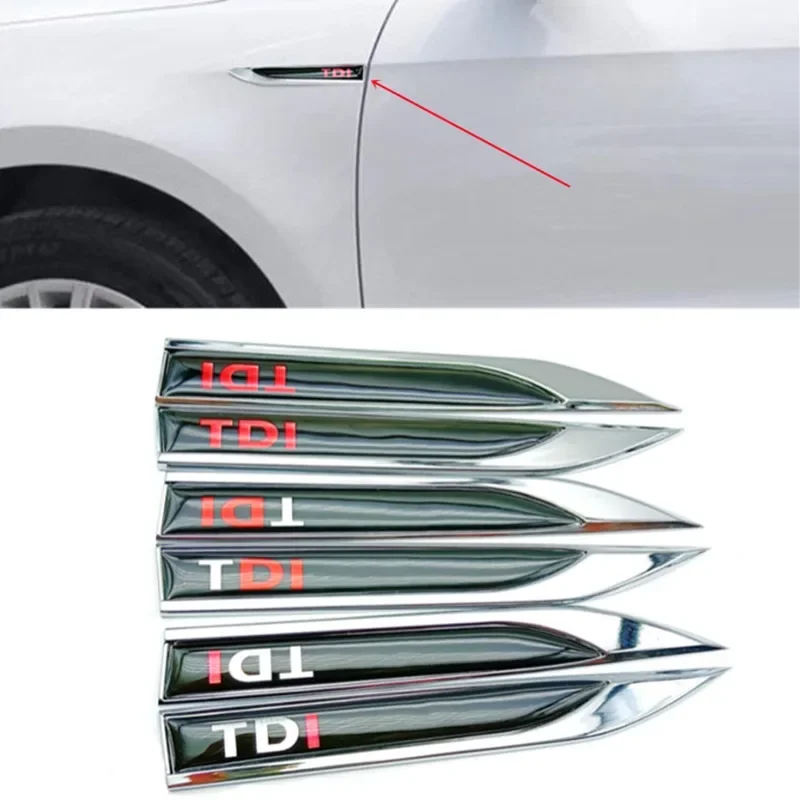 2Pcs Metal TDI Logo Side Fender Badge Emblem Sticker Decals For Volkswagen VW POLO PASSAT GOLF 5 6 7 MK7 MK4 MK5 MK6