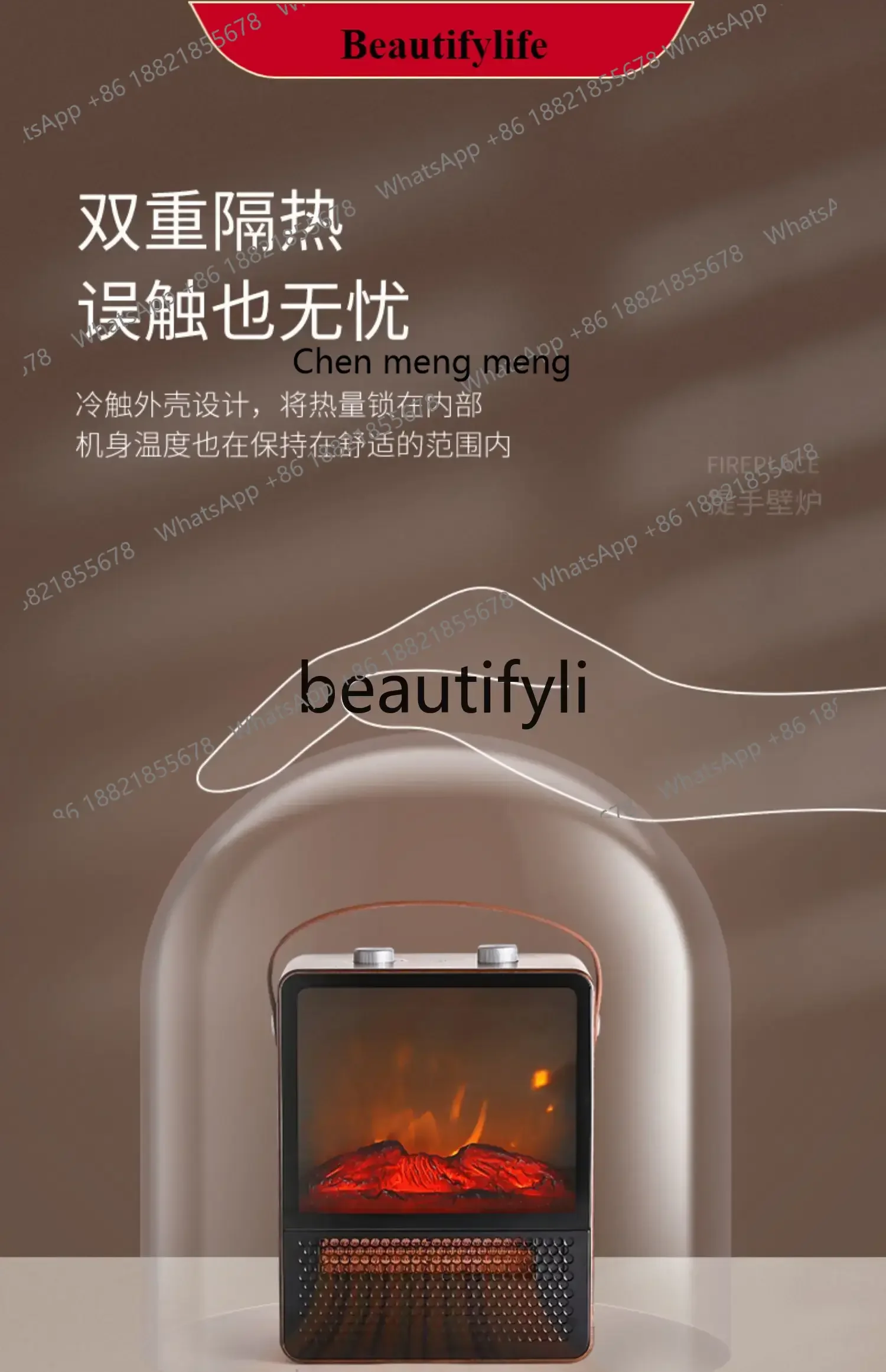 Hot sales  Simulation Flame Heater Electric Heat Gas Household Bathroom Heater Graphene Fireplace