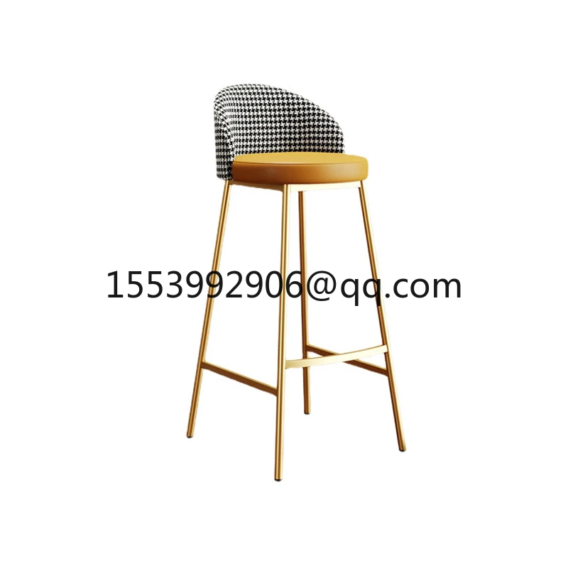 

Light luxury modern minimalist home bar chairs Nordic front desk bar stools high footed hotel cashier backrests bar chairs