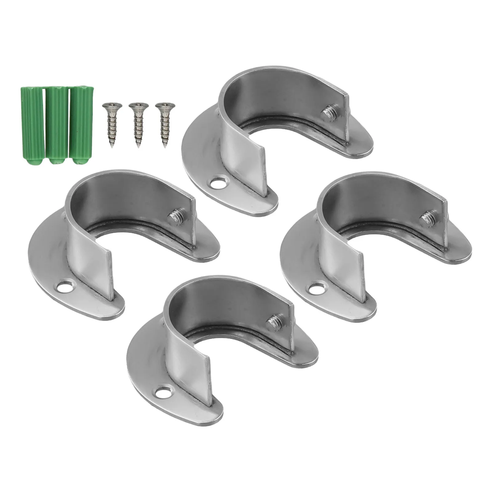 Wardrobe Bracket 32mm Stainless Steel Rod Socket Round Tube Flange Seat Closet End Support Bathroom Towel Tube Holder Hardware