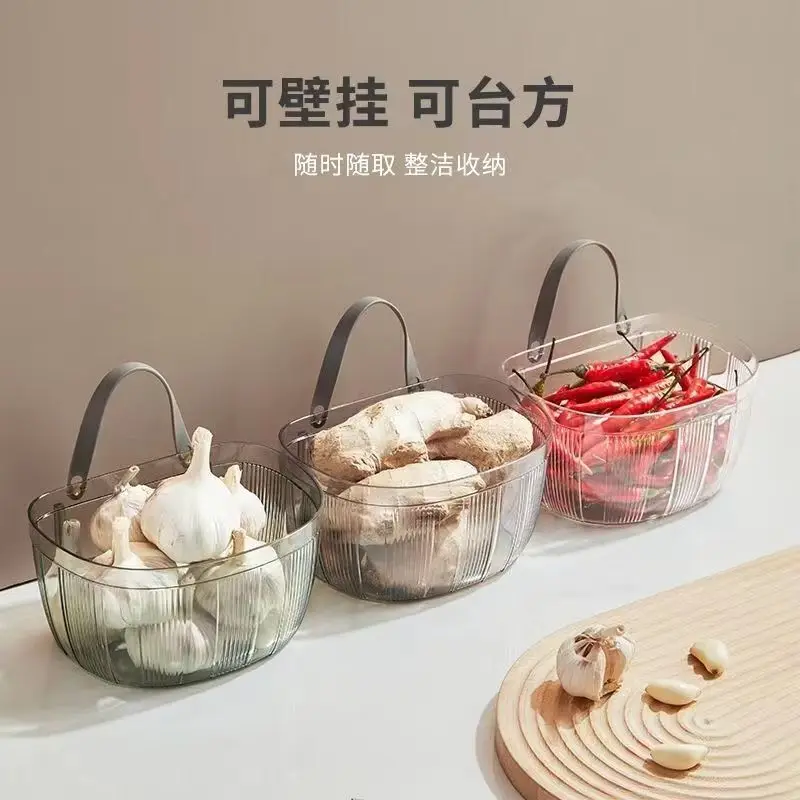 Dormitory must-have wall-mounted ginger and garlic storage basket to save space