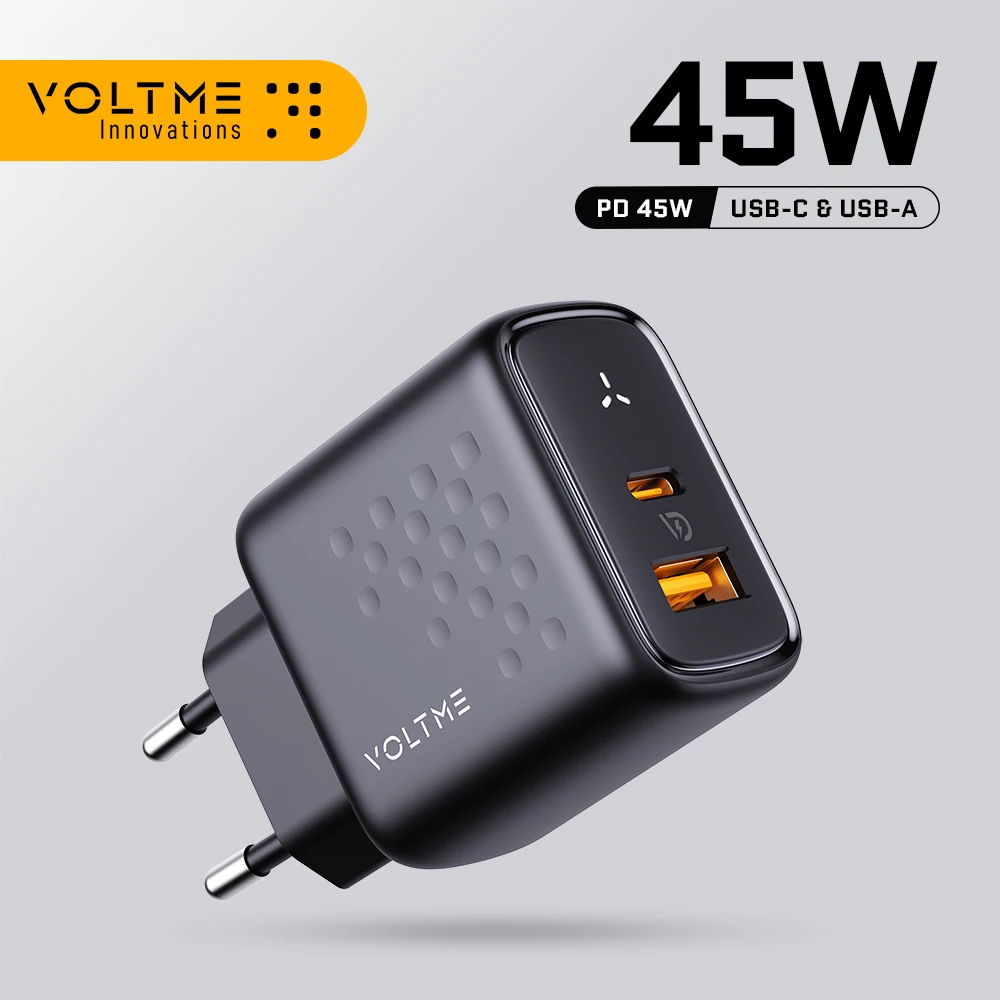 VOLTME PD 45W GaN USB C Charger Fast Charger Type C Mobile phone chargers Adapter for iPhone 15 14 Pro Max Samsung S24 Xiaomi