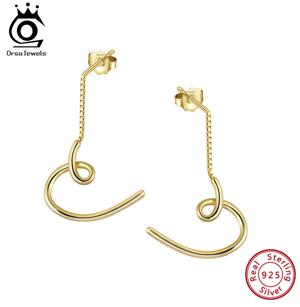 

ORSA JEWELS стерлингового серебра 925 пробы, цепочка-цепочка с кисточками, висячие серьги, длинные цепочки, серьги-подвески, минималистичные украшения для ушей APE148