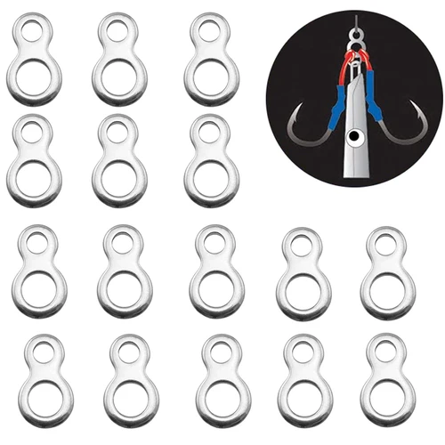 Anillo sólido de pesca de acero inoxidable, conectores de Señuelos de Pesca en el mar, anillo giratorio, herramienta de aparejos, 10-50 piezas