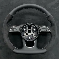Genuine Suede Car Steering wheel Cover For Audi A1 8X A3 8V S3 A4 B9 S4 A5 Q2 2016-2022  Handle Cover Interior Car Accessories