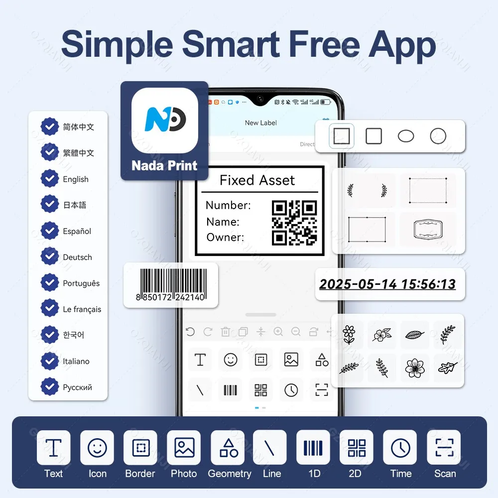 N20 50 مللي متر بلوتوث صغير طابعات ملصقات لاصقة طابعة حرارية صغيرة اللاسلكية صانع ملصقات الأكواد الشريطية للملابس المكتبية مثل B21 B1