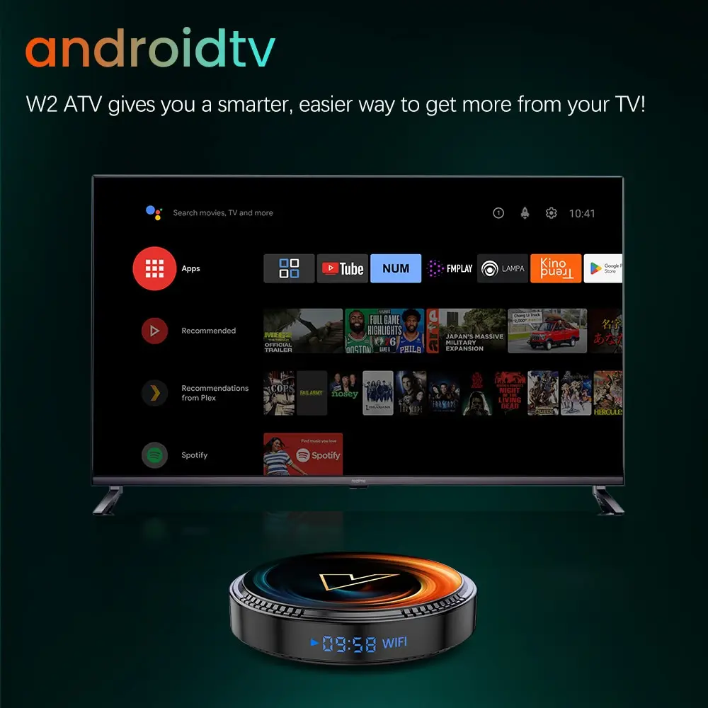 W2 ATV TV Box Android 11 Amlogic S905W2 supporto 4K AV1 2.4 e 5G Wifi BT con Google Voice Remote 2 g16g 4 g32g 64G Smart TV Box