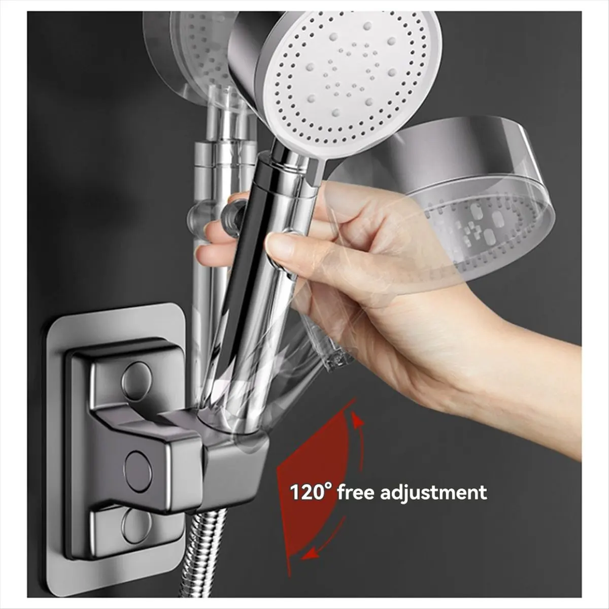 

(WSFS) 360 ° Регулируемый держатель для душевой лейки, универсальный держатель для ручной душевой лейки - настенное крепление без сверления, с сильной клейкой основой, 2 шт.