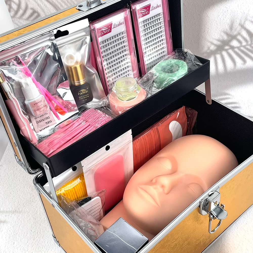 Individual Eyelash Extension Kits Training Manneiqun for Extensions Practice Mannequin with Lash Extension Mannequin Head